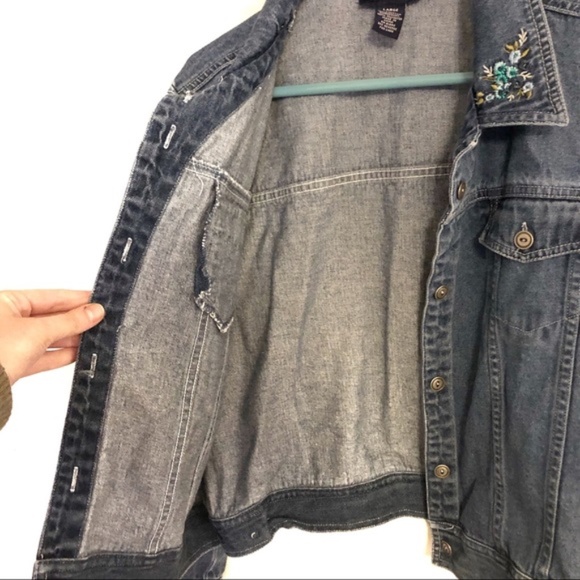 Vintage Floral Embroidered Denim Jean Jacket - Picture 5 of 8